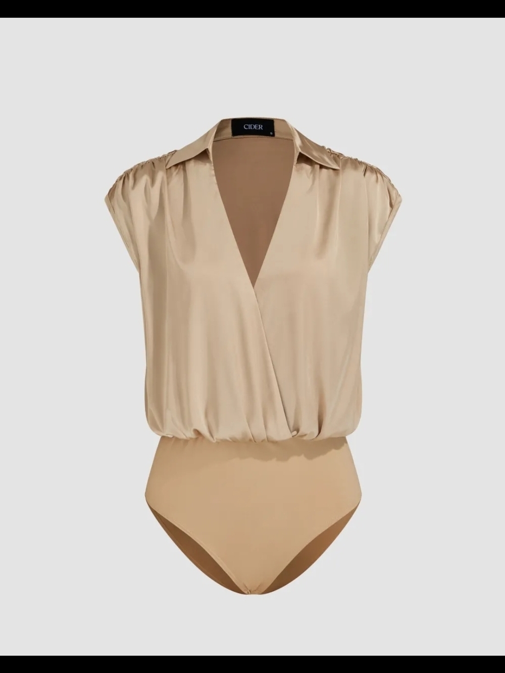 Cider Women’s Cream Wrap-Front Bodysuit Top